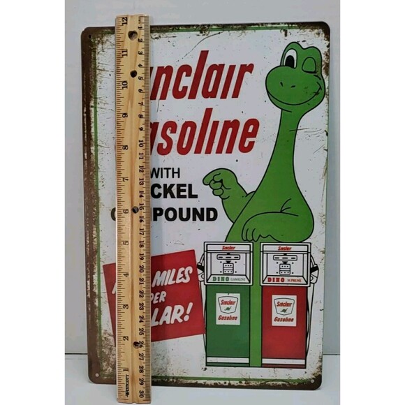 Tin Sign-Sinclair Gasoline W/ Nickel Compound- Reproduction- Retro-Vintage Style - Picture 3 of 4